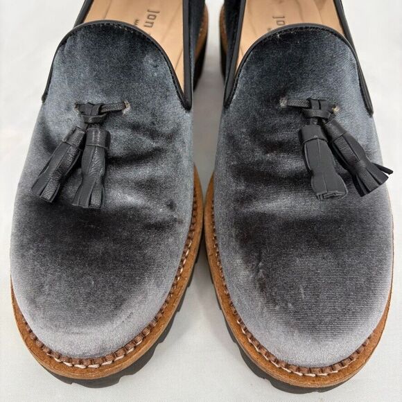 Jon Josef Gogo Gray Velvet Tassel Loafers, Size 37 EU (7 US), Old Money Academia - Picture 7 of 11